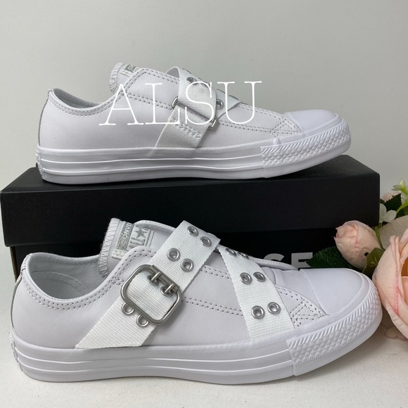 SANTA’S DEAL 🎄 Converse Ctas Punk Strap Slip Leather White Women's Size 563480C - Picture 4 of 8